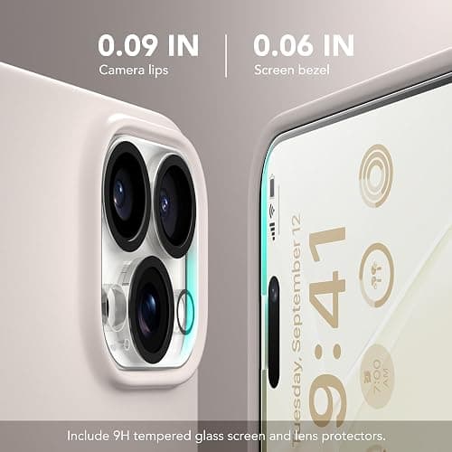 GONEZ Magnetic for iPhone 15 Pro Case, Compatible with MagSafe, [Screen Protector + Camera Lens Protector], Silicone Shockproof Anti-Scratch Protective Phone Case 6.1 inch, Stone thumbnail 7