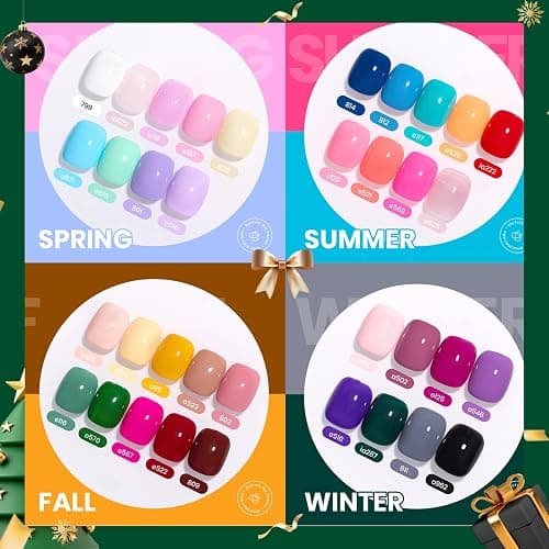 beetles Gel Polish Vivid Seasons, Winter Gel Nail Polish Set, 36 Colors Yellow Burgundy Purple Pink Jelly Shades, 45pcs with Base & Top Coat, UV LED Soak Off DIY Salon Set, Gift for Women & Girls thumbnail 2