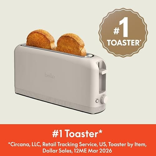 bella Fits-Anywhere™ 2-Slice Slim Toaster, Long Slot & Extra Wide, Oatmilk thumbnail 4