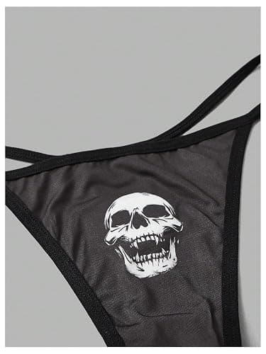 WDIRARA Women's 3 Piece Skull Butterfly Sun Print G String Thong Low Rise Sexy Panties thumbnail 3