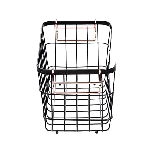Amazon Basics Stackable Metal Wire Rectangular Storage Basket Set For Kitchen or Bathroom, 2 Count, Black thumbnail 5