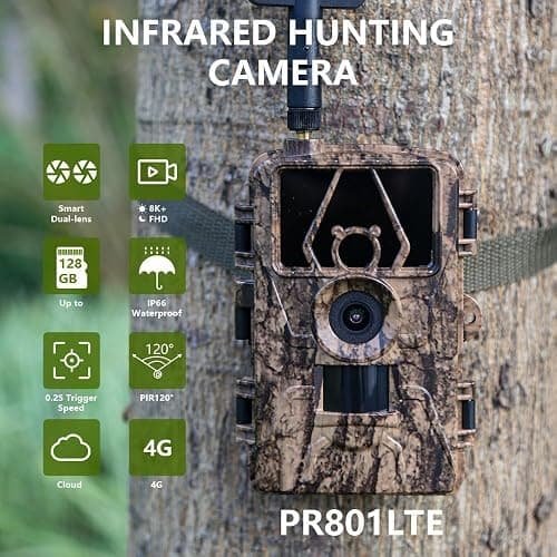 LMHOME 4G Profi-Wildkamera 60MP 4K mit 32 GB Speicherkarte und 4G SIM Card, Top-Bewegungserkennung, unsichtbarer Blitz für Nachtsicht, App-Übertragung thumbnail 9