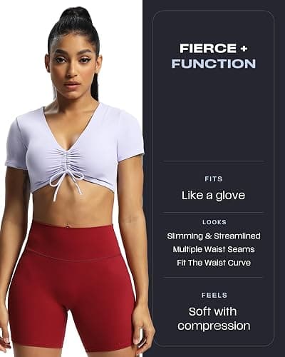 Aoxjox Trinity Workout Biker Shorts for Women Tummy Control High Waisted Exercise Athletic Gym Running Yoga Short 6" thumbnail 4