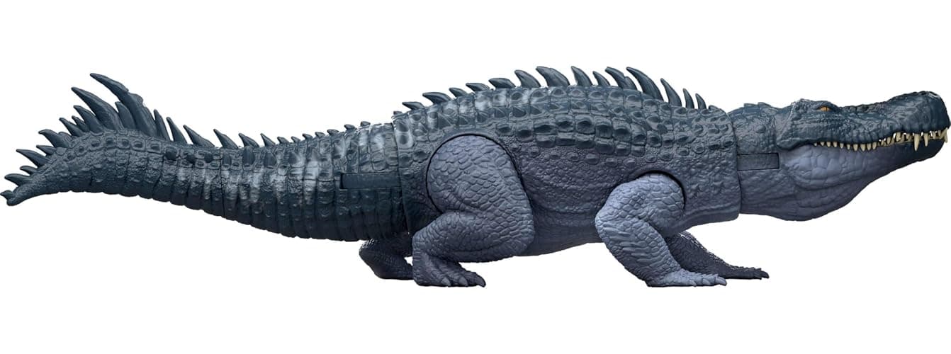 Mattel Jurassic World Rebirth Gigantic Thrashers Dinosaur Figure, Purussaurus Large Species Toy, 2 Rampage Attacks, Digital Play thumbnail 6