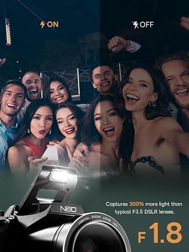 8K 64MP Digital Cameras for Photography - 16X Zoom Autofocus, WiFi, with 180° Flip Screen, 64G TF Card & 2 Batteries, Professional Camera for YouTube Vlogging Live Streaming (Black) thumbnail 7