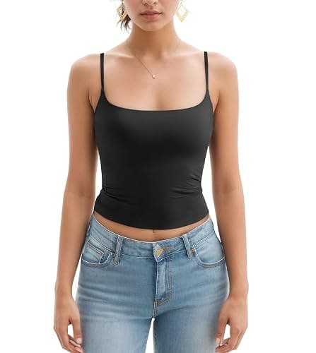 KVOJI 3 Pack Womens Crop Tank Tops Casual Basic Crop Tops Double Layer Spaghetti Strap Camisole Going Out Tops thumbnail 3