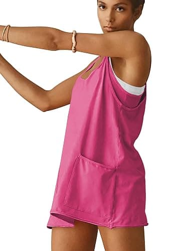 VIUTIL Womens Athletic Dress Built in Shorts Hot Shot Mini Dress Spaghetti Straps Tennis Workout 2026 Summer Romper Dress thumbnail 4