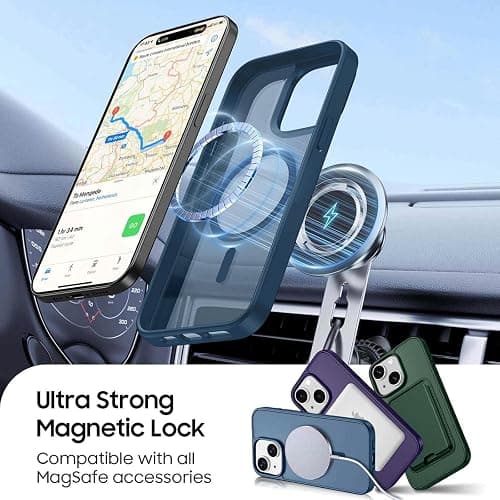 Ntwinro Magnetic for iPhone 13 & iPhone 14 Case (Compatible with MagSafe) with Detachable Wallet & Card Holder for 3 Cards [RFID Blocking] Military Grade Protective Slim Phone Cover, Deep Blue thumbnail 4