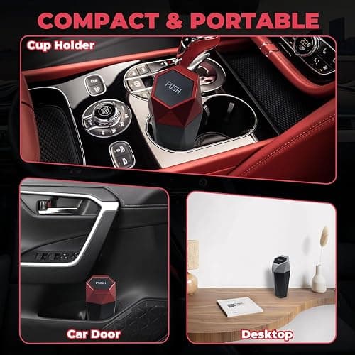 BFXM Car Trash Can, 2 Pack Car Trash Bin with Lid, Car Accessories for Women Interior, Car Garbage Can with Additional 2 ABS Hooks and 60pcs Trash Bags, Suitable for Home, Office, Car Organizer, Black thumbnail 5