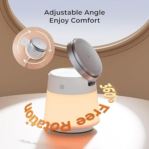 Wireless Charger 3 in 1, Magnetic Wireless Charger Stand with Night Light, 360° Rotation Portable Travel Charging Station Multiple Devices for iPhone 17/16/15/14/13/12, Apple Watch, AirPods Pro 3 thumbnail 5