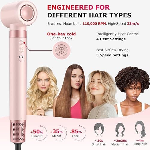5 in 1 High-Speed Hot Air Styler - Professional Frizz-Free Hair Dryer Brush, Fast Drying Hair Dryer with Diffuser, No Heat Damage Air Styler Wrap - Curl, Volumize Gift for Women thumbnail 5