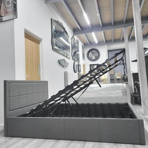 Modernique Grey Fabric Ottoman Storage Small Double 4ft Bed with Underneath Storage, Wooden Sprung Slatted Base (Small Double) thumbnail 10