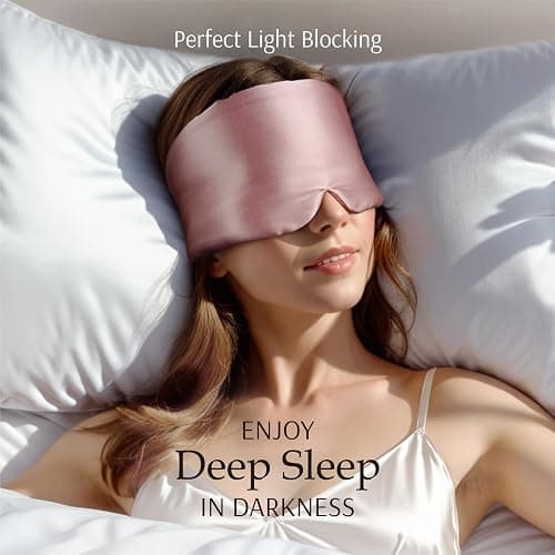 Zenssia 100% Mulberry Silk Sleep Mask Eye Mask for Man and Woman with Adjustable Headband, Full Size Large Sleep Mask & Blindfold for Total Blackout for All Night Sleep, Travel & Nap- Light Plum thumbnail 3