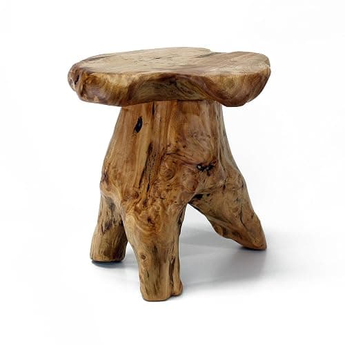 WELLAND Natural Cedar Stump Stool, Live Edge Mushroom Side Table, 14" H | Handcrafted from solid cedar with a live edge top and natural tree stump base - Image 1
