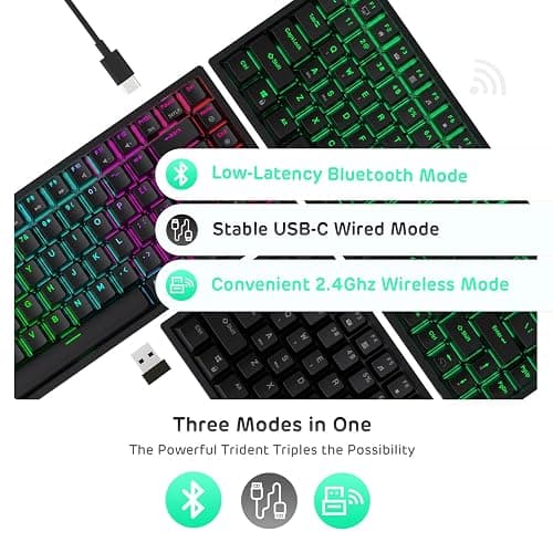 RK ROYAL KLUDGE RK84 Wireless RGB 75% Triple Mode BT5.0/2.4G/USB-C Hot Swappable Mechanical Keyboard, 84 Keys Wireless Gaming Keyboard w/High-Capacity Battery, Quiet Red Switch thumbnail 4