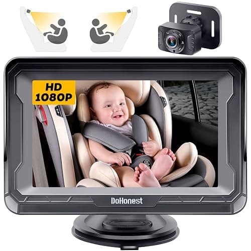 DoHonest Baby Car Camera HD 1080P - Rear-Facing Car Baby Monitor with Night Vision, Adjustable View Angle, Easy Setup, Anti-Glare Display, Safety for Kids & Infants - Image 1