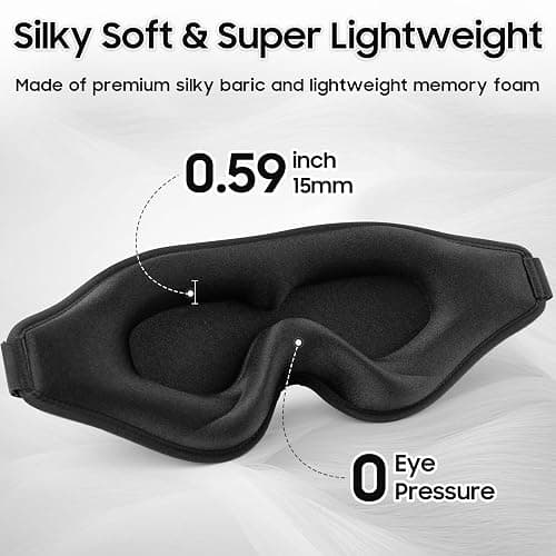 MOEASEii Sleep Mask - Total Blackout 3D Sleeping Mask, Super Lightweight & Silky Soft Eye Mask for Sleeping, Fully Adjustable Fit for Home, Office, Traveling, Meditation, Yoga, Black thumbnail 4