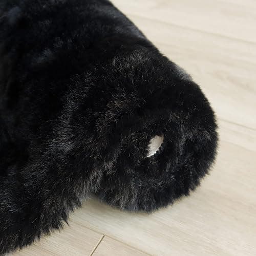 ORINOVA Black Rabbit Shaggy Fur Rug for Bedroom Washable Furry Circle Area Rugs for Living Room Kids Small Round Rug 3ft Nursery Rug thumbnail 9