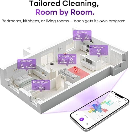 MONSGA Robot Vacuum and Mop Combo, 7000Pa Robotic Vacuum with Lidar Navigation, 180mins Runtime, Tangle-Free Robot Mop, 5 Editable Maps, APP/Remote/Voice Control, Ideal for Hard Floors and Carpets thumbnail 5