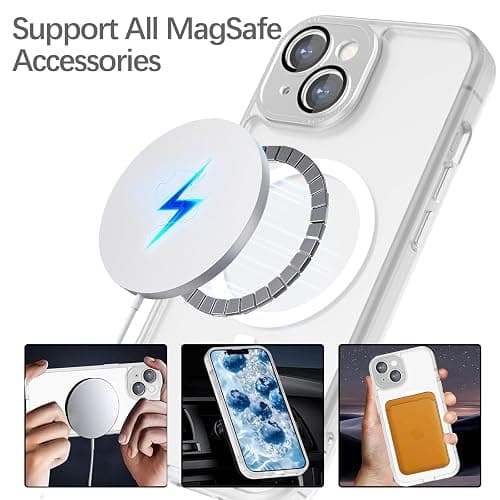YUANDMI iPhone 13 Hülle, Hanyhülle iPhone 13 Magnetisch Leicht Dünn Matte Touch Kameraschutz, Kratzfeste Anti-Gelb rutschfest Kratzfest Schutz Stoßfest Hülle für iPhone 13 Transparent Weiß thumbnail 5