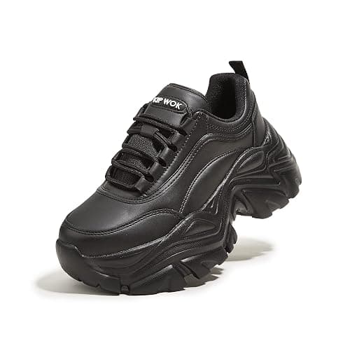 K KIP WOK Chunky Sneakers for Women Fashion Platform White Leather Casual Dad Shoes Comfortable Wedge Walking Sport Sneakers - Image 1