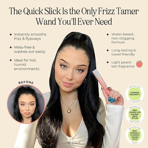 INH Hair Mascara for Flyaways | Quick Slick Hair Finishing Stick for Flyaways, Frizz Control, & Slick Back Look | Non Greasy & Non Comedogenic Smoothing Serum & Frizz Tamer Wand | Peach Tart, 18ml thumbnail 3