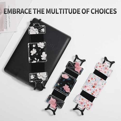 MoKo Soft Hand Strap for 6-8" Kindle eReaders Fire Tablet Kindle/Kobo/Voyaga/Lenovo/Sony Kindle E-Book Tablet, Black High-Elasticity Versatile Hand Strap Lightweight Finger Grip Holder, Black & Pink thumbnail 7