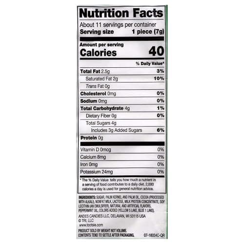 Andes (1) Bag Creme De Menthe Thins - Individually Wrapped Mint & Dark Chocolate Candy Pieces - Peanut Free & Gluten Free - Net Wt. 2.75 oz thumbnail 3