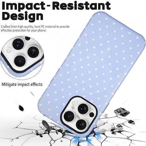 SenRiCase for iPhone 13/14 Case Cute Polka Dot Phone Case Compatible with MagSafe, Dual-Layer Shock Protection (Hard PC + Silicone) - Aesthetic Protective Phone Cover for Women Girls, Blue thumbnail 3