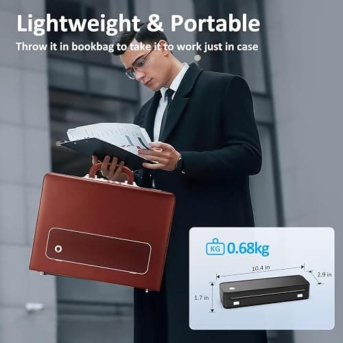 Gloryang Inkless Portable Printer for Travel, Wireless Thermal Printer Supports 8.5 x 11 Inch Thermal Paper, Bluetooth Machine Includes Carry Case and 3 Rolls of Paper Kit, Black thumbnail 3