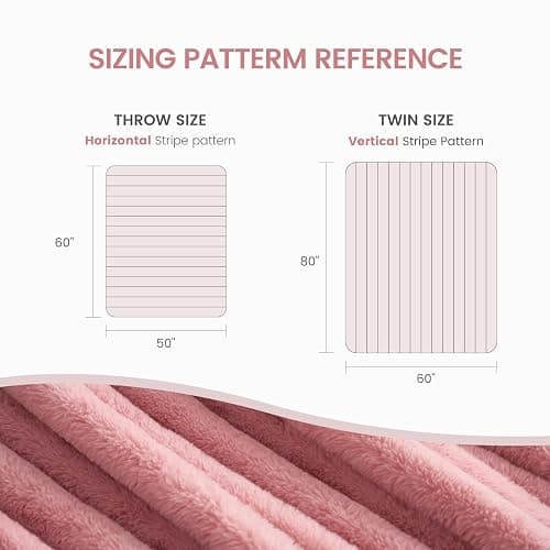 Cozy Bliss Faux Fur Throw Blanket for Couch, Cozy Warm Plush Striped Blanket for Sofa Bedroom Living Room, 50 * 60 Inches Hot Pink thumbnail 2