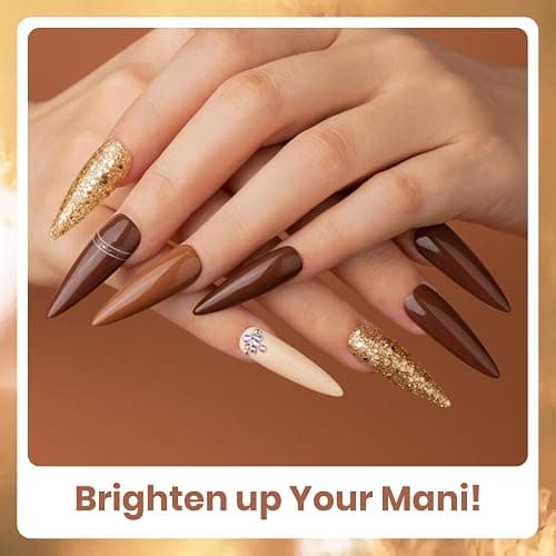 Beetles Brown Gel Polish - 6 Colors Nude Brown Neutral Beige Khaki Glitter Gold Gel Nail Polish Set Roasted Chestnuts Collection Uv Gel Nail Art Manicure thumbnail 4