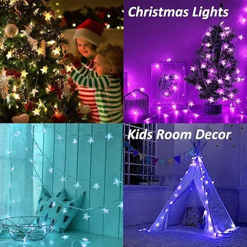 Minetom Star String Lights for Bedroom - 33 ft Plug-in Color Changing Star String Lights with Remote and Timer for Bedroom Tent Loft Bed Window Backyard Patio Porch Balcony Party Wedding, RGB thumbnail 4