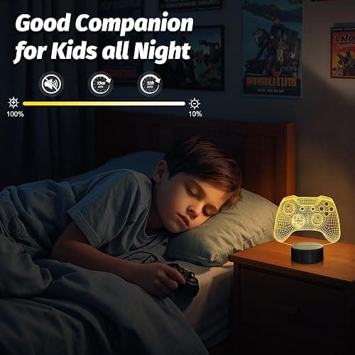 Attivolife Gamepad 3D Illusion Lamp, Controller Night Light with Remote Control + Timer 16 Color Changing Desk Lamp Kids Gamer Room Decor Plug in Best Cool Festival Birthday Gift for Boy Men thumbnail 8
