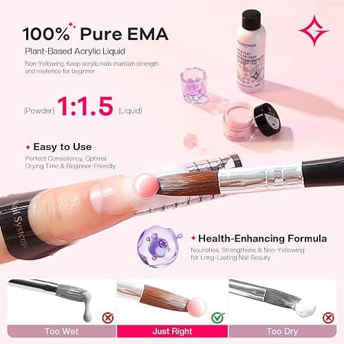 Glamonade Acrylic Nail Kit for Beginners: Professional Nail Set with Drill Acrylic Powder Gel Polish Nail Stamp for Home Starter Practice & DIY Manicure thumbnail 5