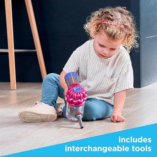 Casdon Dyson Cordless Vacuum Pink | Interactive & Officially Licensed Toy Dyson Vacuum For Children Aged 3+ | Realistic Role-Play Fun! thumbnail 6