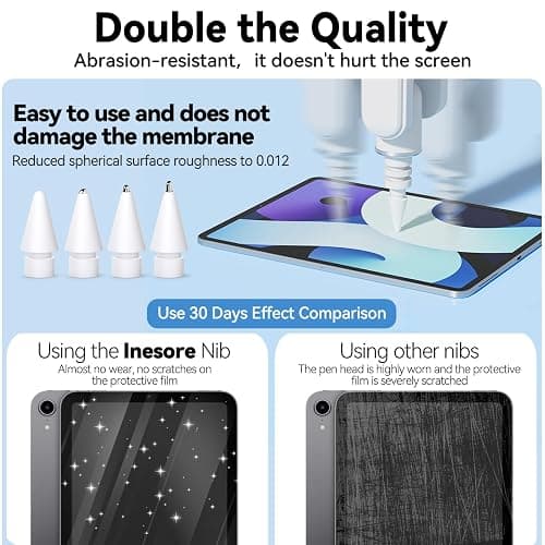 Inesore 8 Pack for Apple Pencil Tips Replacement Accessories,Compatible with Apple Pencil Pro/2nd Generation/1st Generation/USB C,iPencil Nib for iPad Pro/Air/Mini,for Drawing Writing(White Metal Nib) thumbnail 4