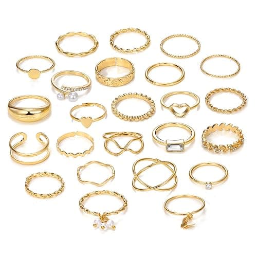 IFKM Gold Knuckle Rings Set For Women Vintage Stackable Joint Finger Midi Rings Dainty Cubic Zirconia Crystal Simple Twist Hollow Cute Rings Pack Jewelry Gift thumbnail 8