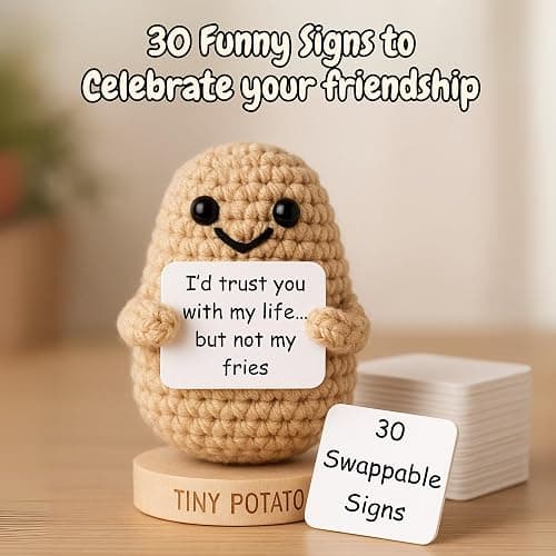 Funny Friendship Gift - Tiny Potato with 30 Sassy Messages for Women Friends Bestie BFF Bestfriend Coworkers - Best Friend Birthday Gifts for Women Men Her Him Sister Classmate - Positive Crochet thumbnail 4