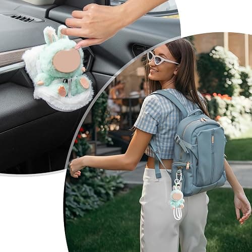 Doll Car Seat Compatible with Bubudoll, Small Seat for 10-17cm Blind Box Toys, Including Air Vent Clip, Desktop Stand, Adjustable Safety Strap, Airflow-Friendly Design, Ideal Car Decor Gifts(White) thumbnail 5
