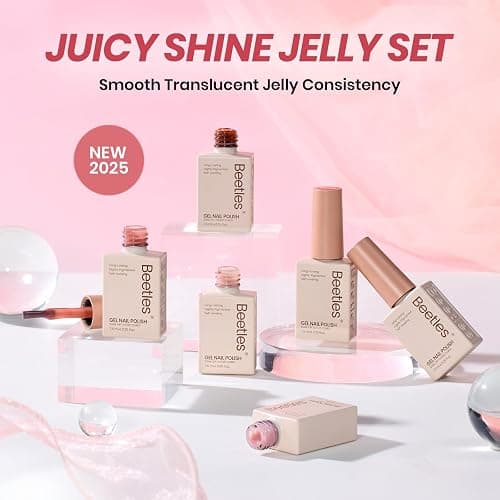 Beetles Jelly Gel Nail Polish Set - 6 Colors Neutral Fall Gel Polish Kit Nude Pink Red Brown Sheer Gel Translucent Effect Soak Off UV DIY Manicure French Nail Art Salon Gift for Girls Women thumbnail 5