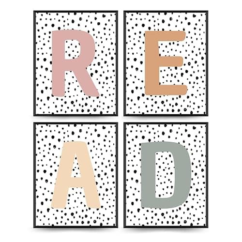 PLKMN Classroom Decor, Boho Classroom Must Haves Homeschool Decor Set of 4, Reading Nook Read Signs for Library Kindergarten 8x10 (Unframed) - Image 1