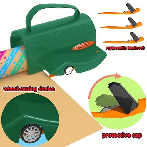 PERFYCUT Wrapping Paper Roll Cutter Tool with 3 pcs Replaceable Blade Kit Gift Wrapping Paper Cutter for Christmas and Birthday Wrapping Paper Gift Wrap Cutter Holder Tube Slicing Trimming. thumbnail 6