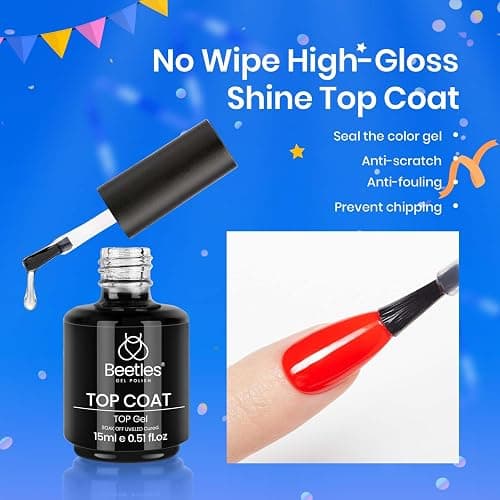 Beetles Blooming Gel & Base Top Coat Set, 3PCS 15ML Shine Finish Long Lasting No Wipe Top Coat Gel Nail Polish Base Spreading Marble Effect Soak off UV LED Nail Art Gifts for Women thumbnail 7
