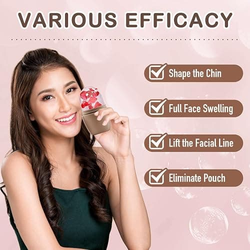 XHJRI Ice Face Roller Massager,Ice Cube Roller for Face, Eyes and Neck Naturally Conditioning and Skin Care,De-Puff Eye Bags,Reduce Migraine Pain,Reusable Massage Silicone Ice Mold (New Coffee) thumbnail 9