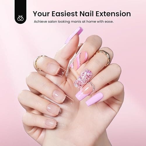 Beetles Gel Nail Kit Medium Square with Nail Dehydrator and Primer, 576Pcs Half Matte Etch-X Gel Nail Tips Solid Nail Glue Mini Nail Lamp Acrylic Nail Tips Easy DIY Nail Extension Set Gift for Women thumbnail 2