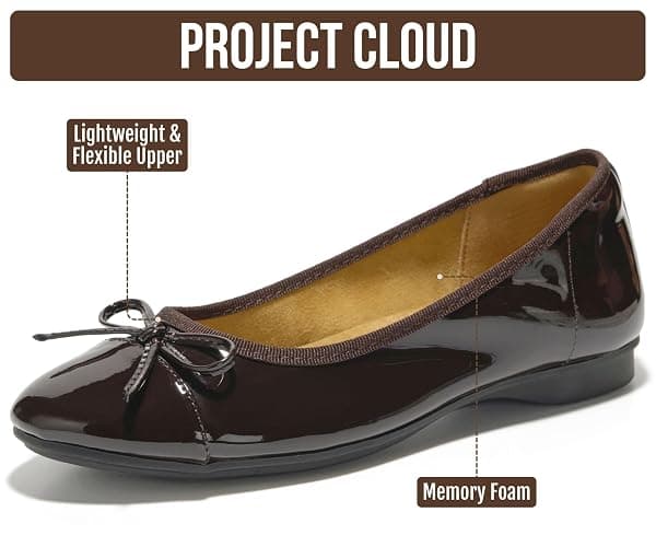 Project Cloud Ballet Flats for Women - Non-Slip Womens Flats | Durable Genuine Leather Insole and Lightweight Design with Comfortable Memory Foam Flats for Everyday Wear thumbnail 2