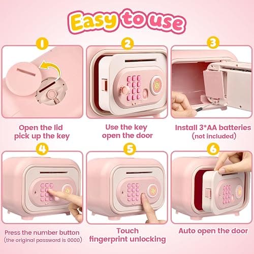 Piggy Bank for Kids, Piggy Bank Girls & Boys Toys for 5 6 7 8 9 10 11 12 Year Old Girl Birthday Gifts, Electronic ATM Money Saving Box Cash Coin Can, Christmas Gifts for Kids Age 6-8 8-12 Girl Boy thumbnail 4