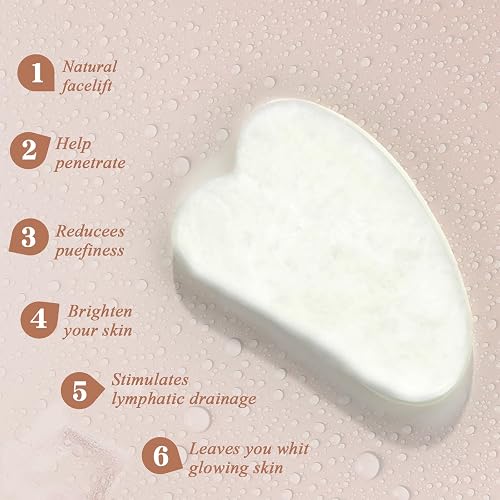 YLTNEUQER Gua Sha Facial Massage Tool & Jade Roller Set, Facial Massager for Face, Neck, Back, Arms, Legs, Eye,SPA Gifts for Women Gua Sha Facial Massager Reduce Puffiness and Improve Wrinkles thumbnail 4