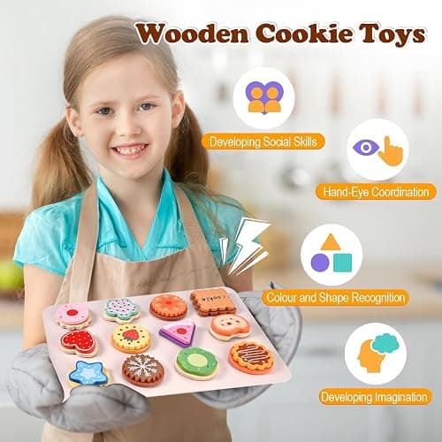 Wooderma Wooden Toys, Slice and Bake Cookie 30 Pcs, Wooden Play Food | Toy Kitchen Accessories, Tea Set for Toddlers, Role Play Toys for 3+ Year Old, Christmas, Birthday, Festival Gift thumbnail 5